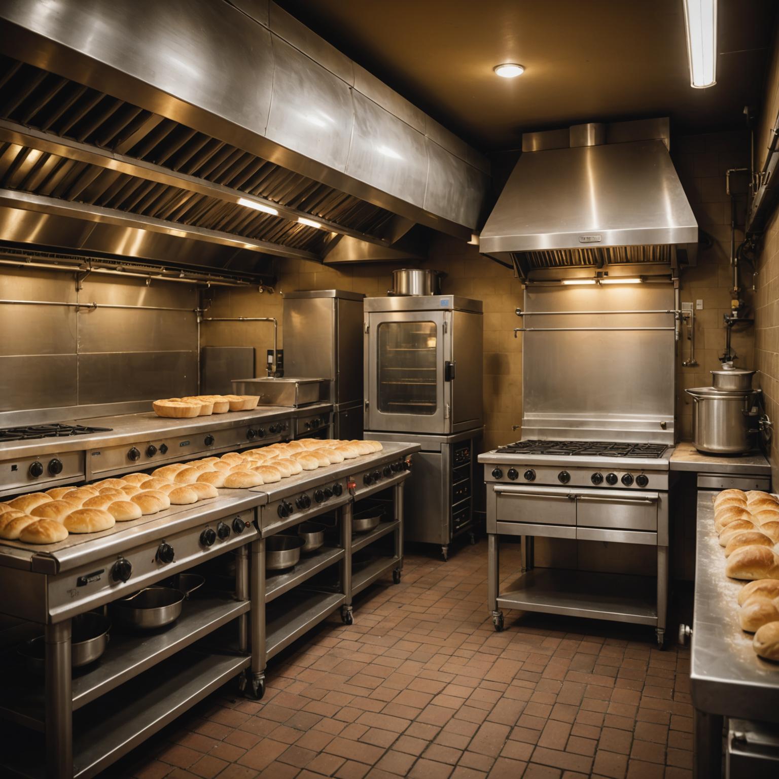 Gas oven and burner installation in an artisan bakery