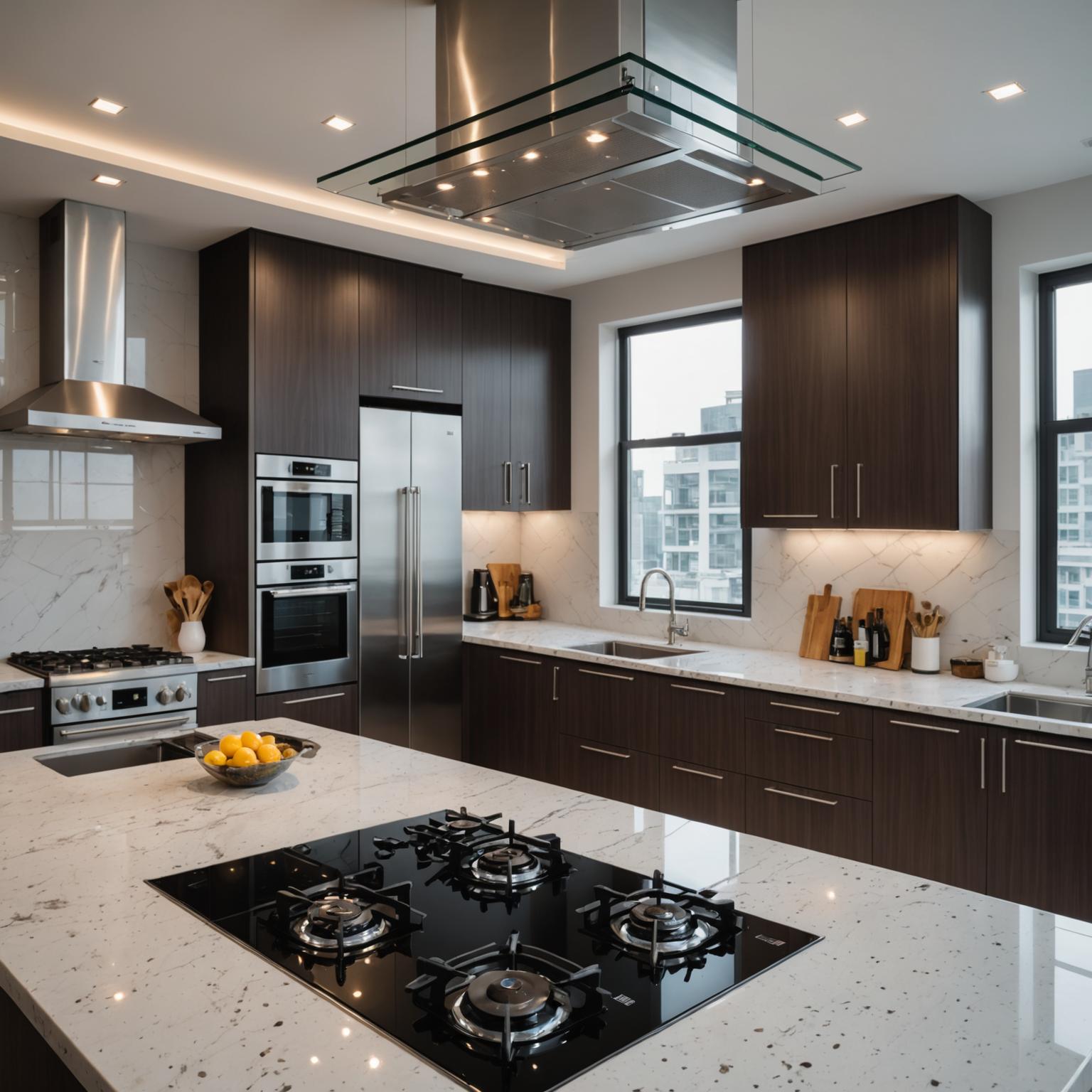 Modern kitchen gas appliance fit-out in a condominium unit