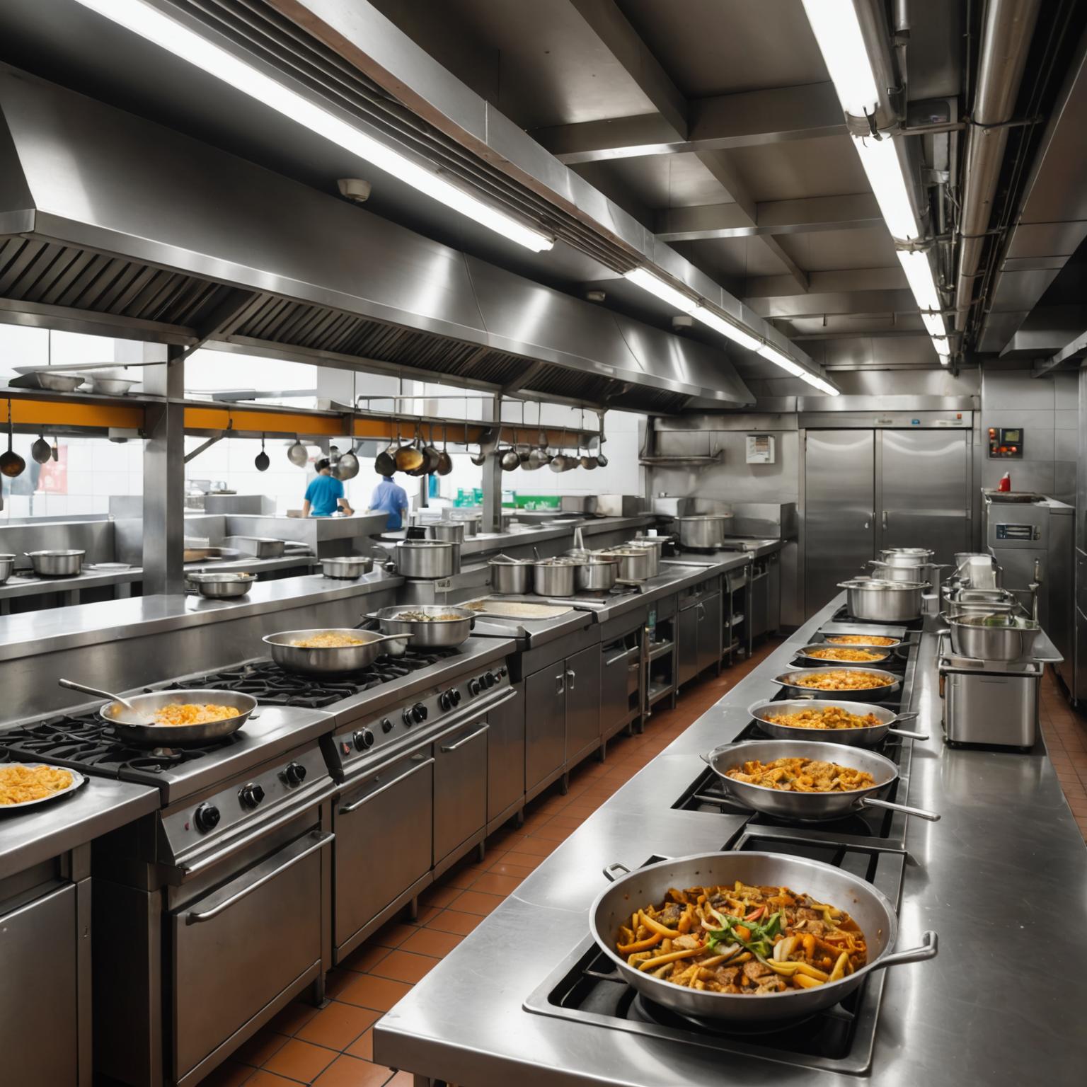 Gas system installation at a hawker centre with multiple stalls